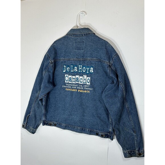 VTG 1997 Denim Jacket Oscar Dela Hoya Hector Macho Camacho Caesars Palace Boxing - Picture 16 of 16